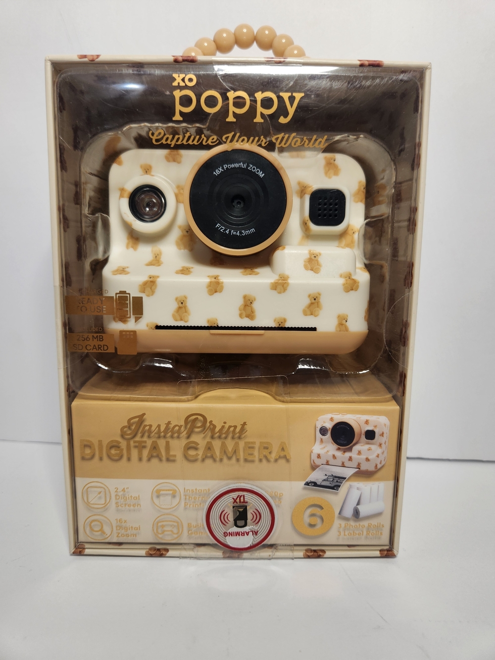 Poppy InstaPrint Digital Camera in Cream with Teddy Bear Pattern